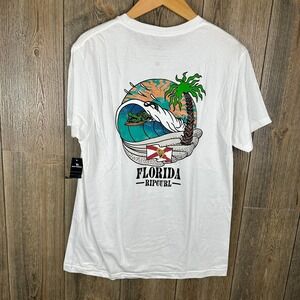 Rip Curl Florida Surfing Gator Town Graphic T-Shirt Premium Tee White Medium